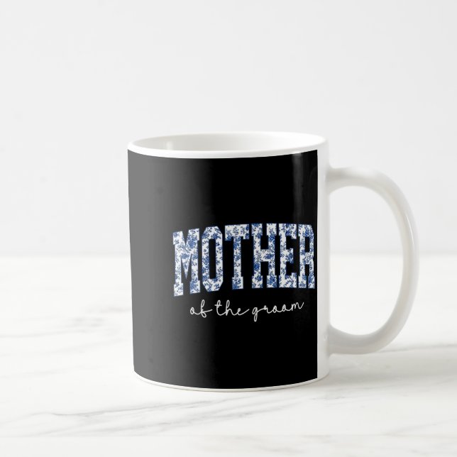 Brudgummens Mor Blå Blommig Toile Matchande Kaffemugg (Höger)