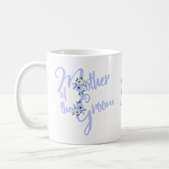 Brudgummens Mor Blommig Bokstav Bröllopsfest Kaffemugg (Vänster)