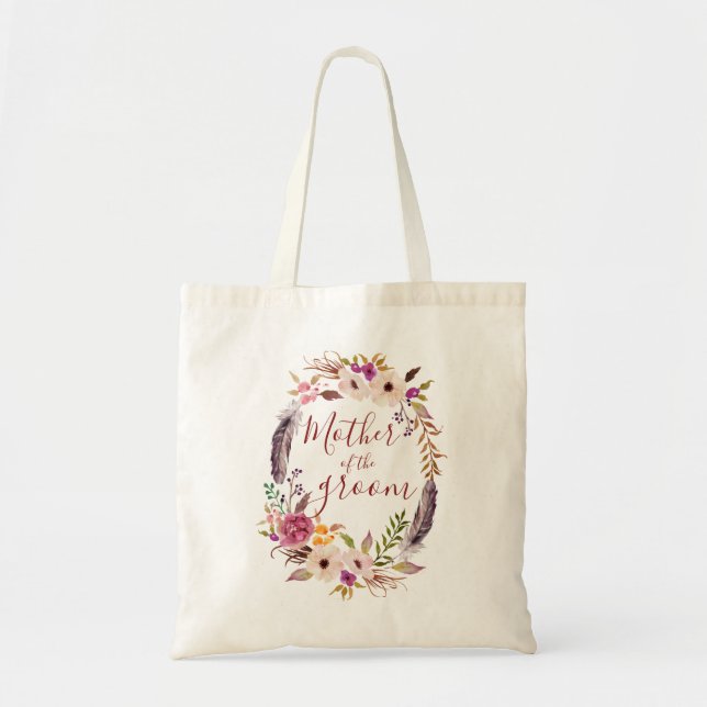 Brudgummens mor Boho akvarell blomsterkrans Tygkasse (Framsidan)