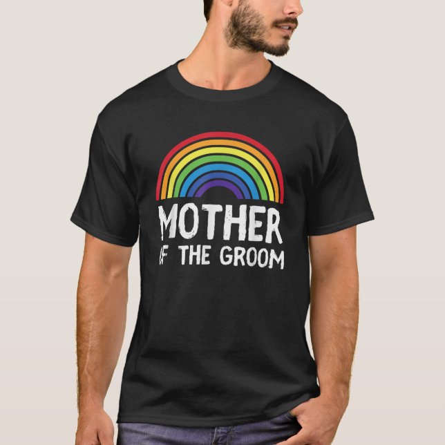 Brudgummens Mor Bröllop LGBT Mamma Gay Spennarrätt T Shirt (Framsida)