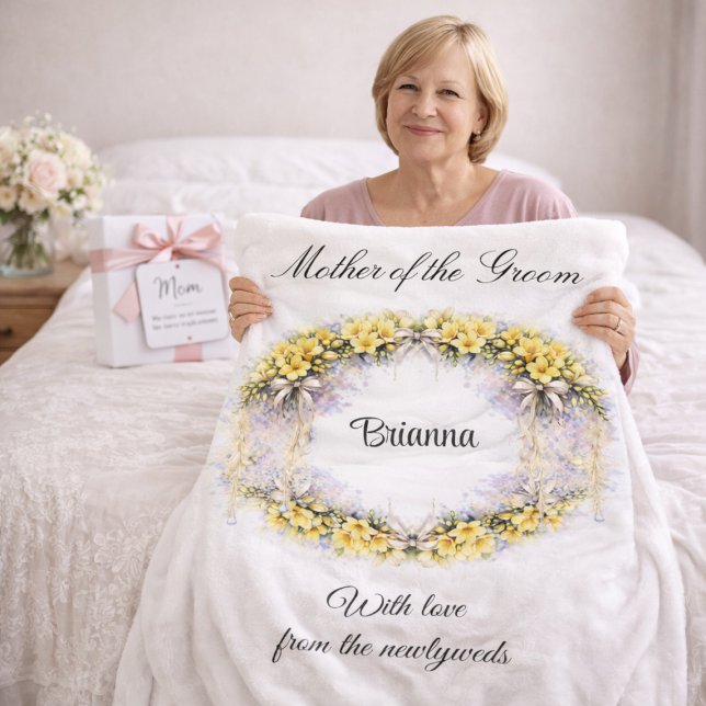 Brudgummens mor Freesia Krans Bröllopspresent  Fleecefilt (Skapare uppladdad)