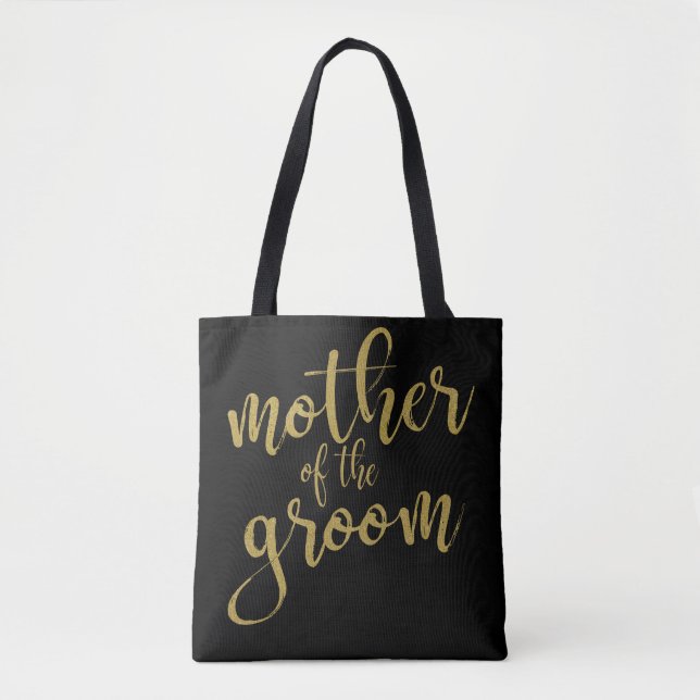 Brudgummens Mor Guld Glitter Kalligrafi Tote Tygkasse (Framsida)