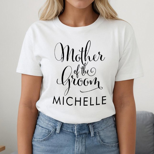 Brudgummens Mor Kalligrafi Namn T Shirt (Skapare uppladdad)