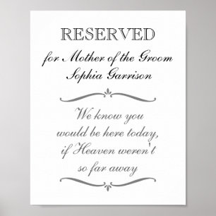 Brudgummens Mor Minnesmärke Reserverad Bröllop Poster