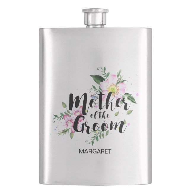 Brudgummens Mor Rosa Blommig Akvarell Bröllop Fickplunta (Framsidan)