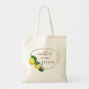 Brudgummens mor. Vattenfärg lemon vattenbröllop Tygkasse