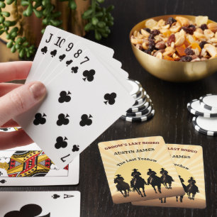 Brudgummens Sista Rodeo Cowboy Solnedgång Anpassat Casinokort