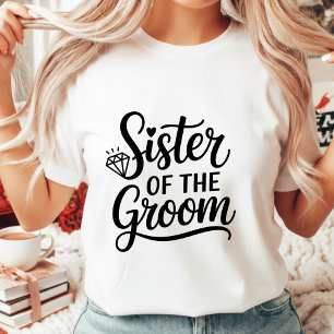 Brudgummens syster Elegant script bröllopsdiamant T Shirt