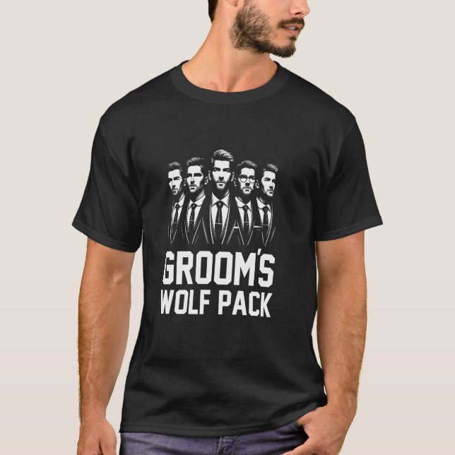 Brudgummens vargflock Tjejmöhippa Brudgumstrupp S T Shirt (Framsida)