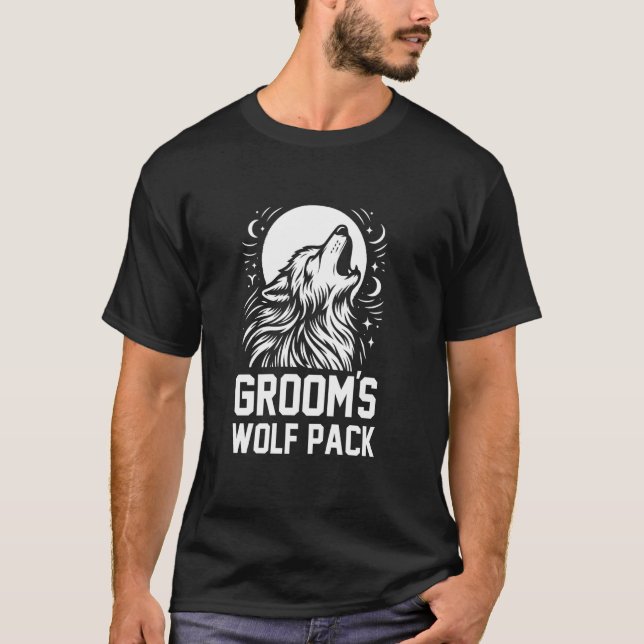 Brudgummens vargpacke möhippa sällskap manskap t shirt (Framsida)