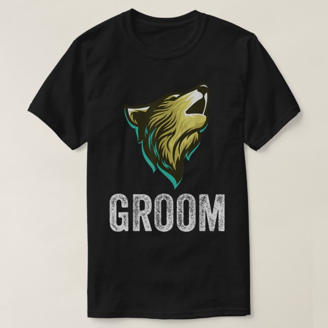 Brudgumms Varg Sällskaps Bröllop Brudgums Brudgums T Shirt (Design framsida)