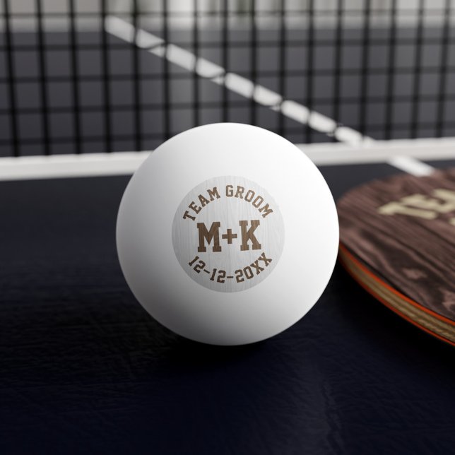 Brudgumslag Bordtennisboll Pingisboll (Add your initials & wedding date to this Team Groom ping pong ball and get ready to beat Team Bride!)