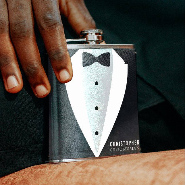 Brudgumspassande bröllopspresent fickplunta (Groomsman Suit Wedding Favor Flask
)