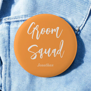 Brudgumssquad Orange Vit Bröllop Knapp