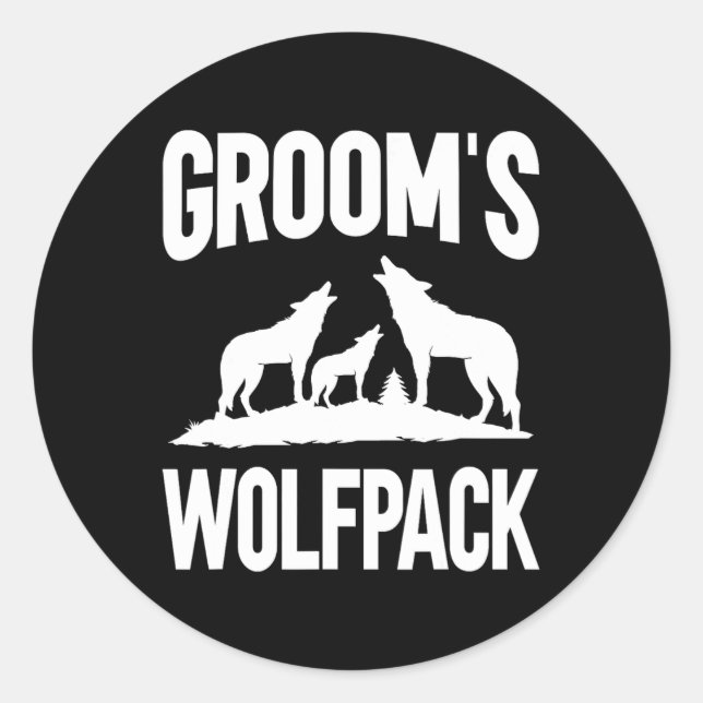 Brudgumssquad Wolfpack Runt Klistermärke (Framsida)