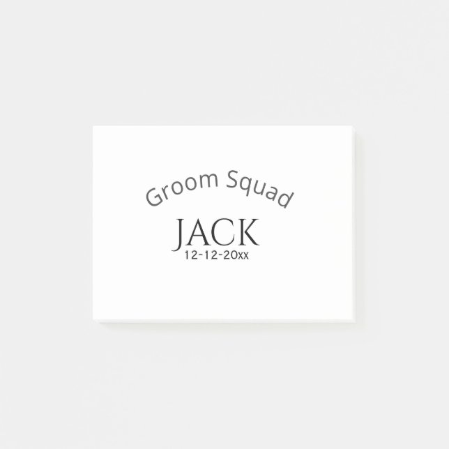 Brudgumsteam namn datum år fet bokstav möhippa post-it block (Framsida)