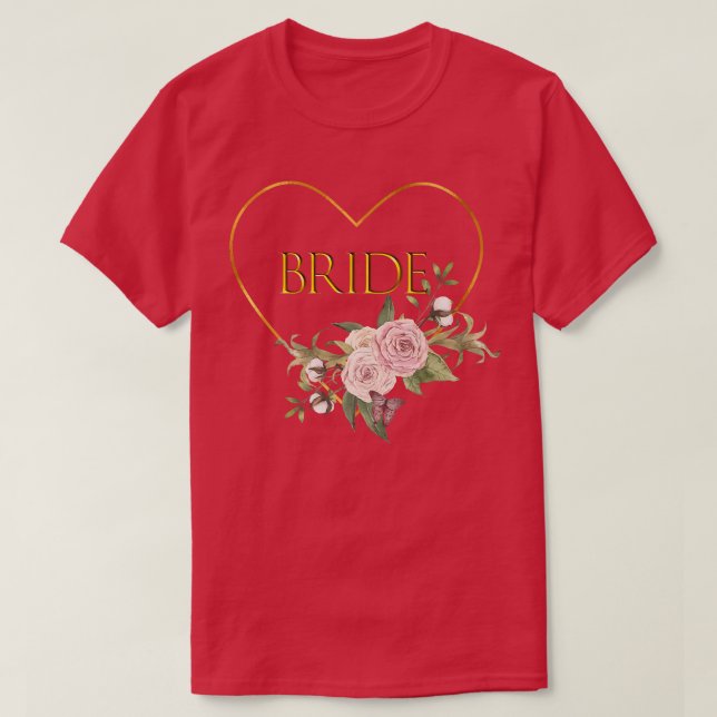 Brudhjärta & Roser Bröllopsfest  T Shirt (Design framsida)