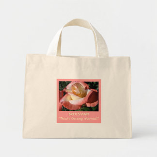 BRUDJUNGFRU TOTE BAG gåvor ROSA Ros Blomma Mini Tygkasse