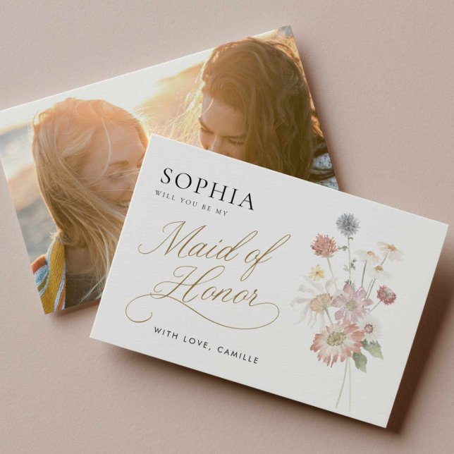Brudjungfruförslagskort med vildblomma inbjudningar (Wildflower Theme Maid of Honor Proposal Card)