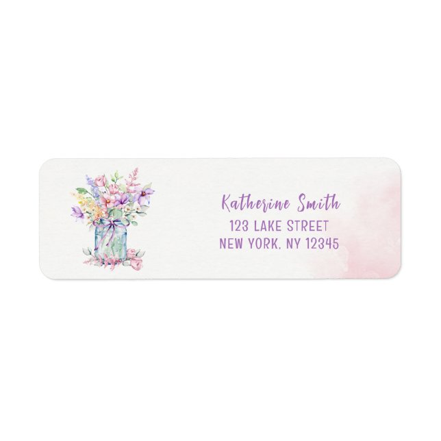 BRUDKALAS MED KÄRLEKEN I BLOMNING RETURADRESS ETIKETT (Framsidan)