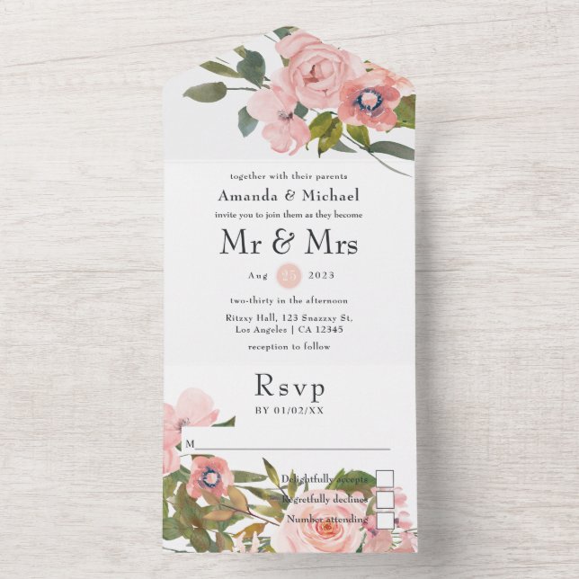 Brudklänning i rosafärgad och roséguld blommig sti (Insida)