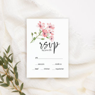 Brudkort med Rosa Rosor för RSVP OSA Kort