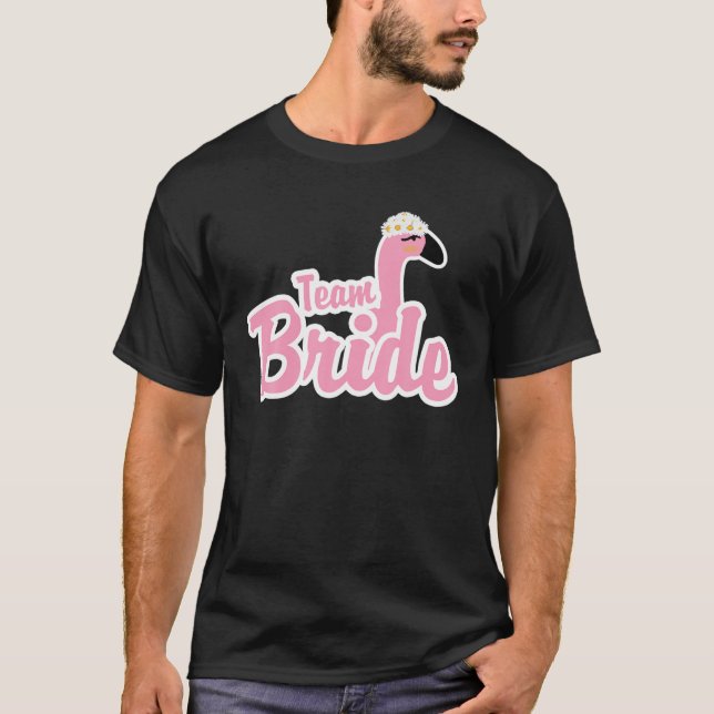 Brudlag Flamingo Fågel Djur Variation Möhippa T Shirt (Framsida)