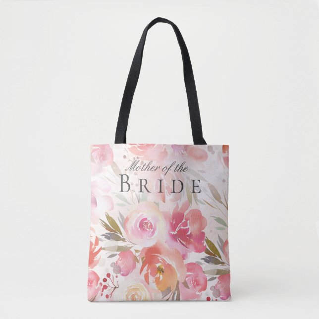 Brudmoder Rosa Akvarell Blommig  Tygkasse (Framsida)