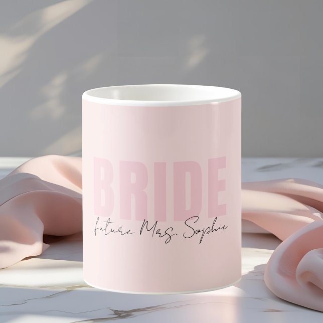 Brudmugg | Personlig Framtida Fru. Namn i rosafärg Kaffemugg (Skapare uppladdad)