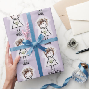 Brudpinneflicka i sneakers och brudbukett presentpapper