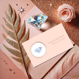 Brudplanering i rosé och roséguld med diamant visitkort
