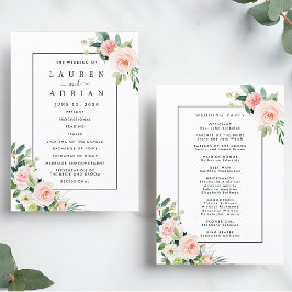 Brudprogram med Rosa Blomning Blommotiv Program