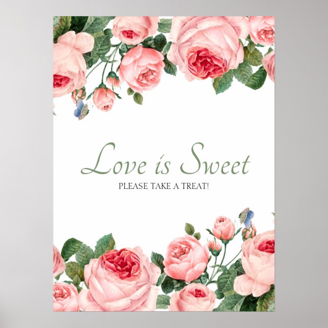 Brudros - blushing rose - kärlek är sött poster (Framsidan)