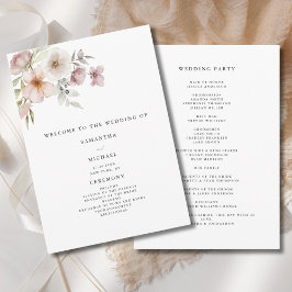 Brudros i Rosa Akvarell Blommor Program