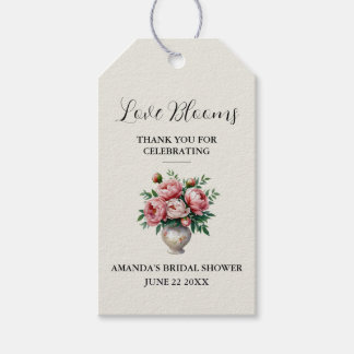 Brudrosafärgad Peony Love Blooms Bröllopspresent Presentetikett