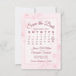 Brudrosakalender med pastellrosa akvarellblommor spara datumet