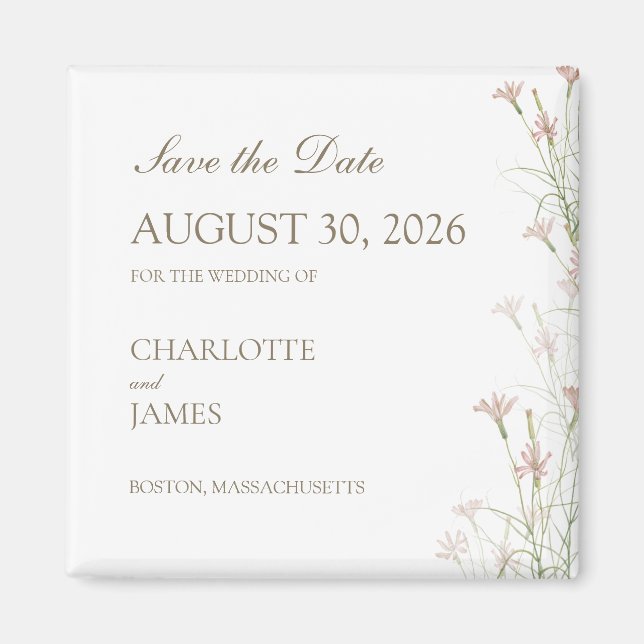 Brudrosalj vildblomma Save the Date Magnet (Framsidan)