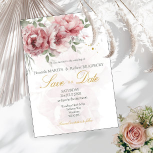 Brudrosor i rosa Save the Date Bröllopskort  Inbjudningar