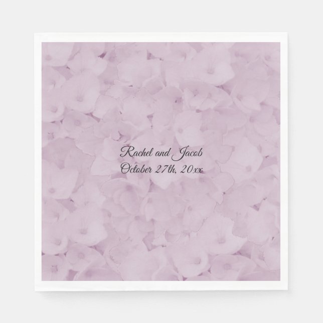 Brudservietter i rosa Hydrangea Pappersservett (Framsidan)