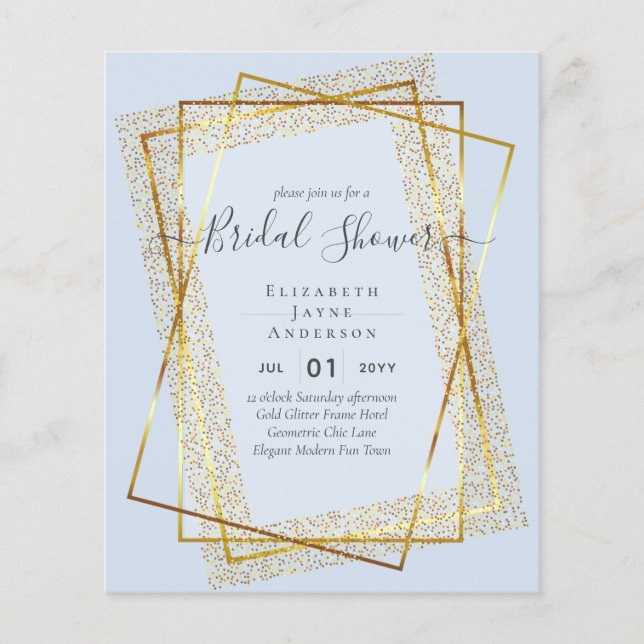 BRUDSHOWER PÅ BUDGET Glamor Guld Glitter chic look Flygblad (Framsidan)