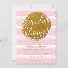 BRUDSHOWER Rosa Guld Folie Watercolor Inbjudan