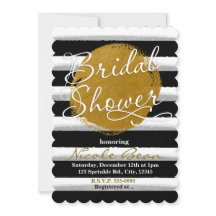 BRUDSHOWER Svart Guld Akvarell Inbjudan
