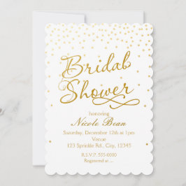 BRUDSHOWER Vit & Guld Konfettiprick Inbjudan