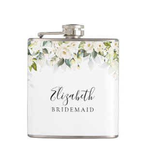 Brudslöja med Vita Rosor Bröllopsdusch Flask Fickplunta