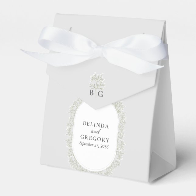 Brudslöja Monogram Gypsophila Blommig Bröllop Presentaskar (Framsidan Sidan)