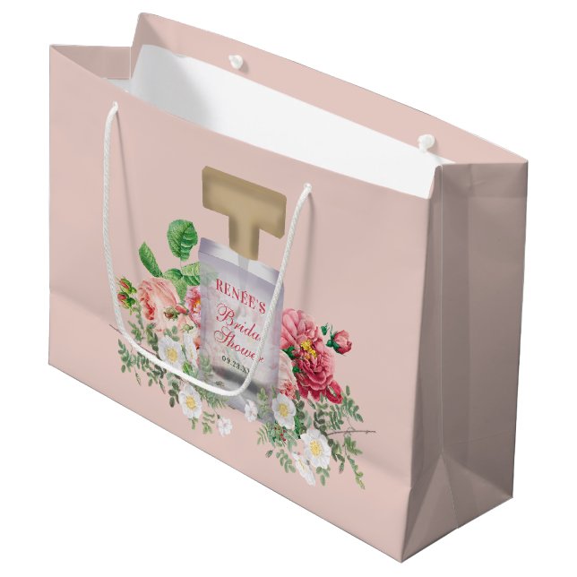 Brudslöja Rosa Parfymflaska Blomster Bröllopsdusch (Framsidan Vinklad)