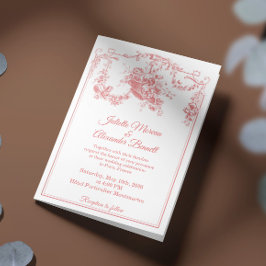 Brudslöja Rosa Toile de Jouy Paris Bröllopsinbjuda Inbjudan