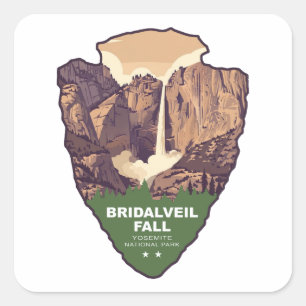 Brudslöjan Fall Yosemite National Park Pilspets Fyrkantigt Klistermärke