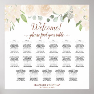 Brudstolsschema Blush Peach Floral 17 Bord Poster
