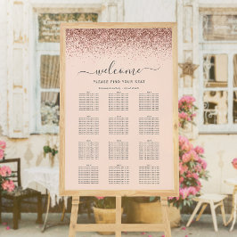 Brudstolsskrivbord med rosa glitter och roséguld poster
